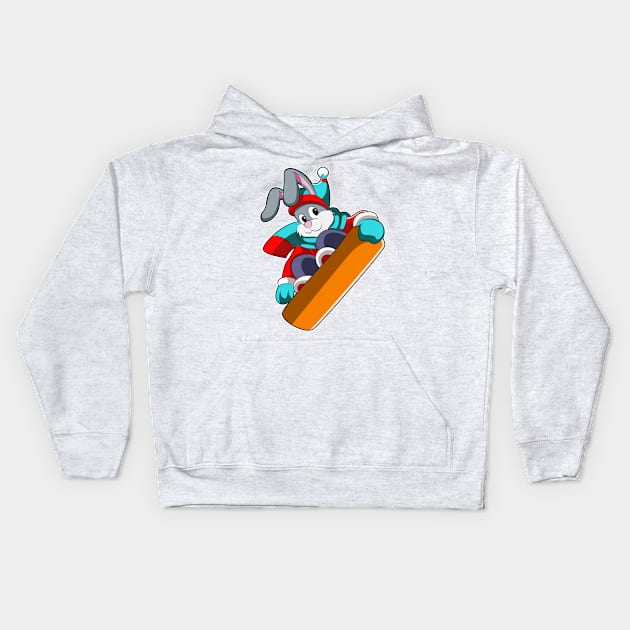 Rabbit at Snowboarding with Snowboard Kids Hoodie by Markus Schnabel